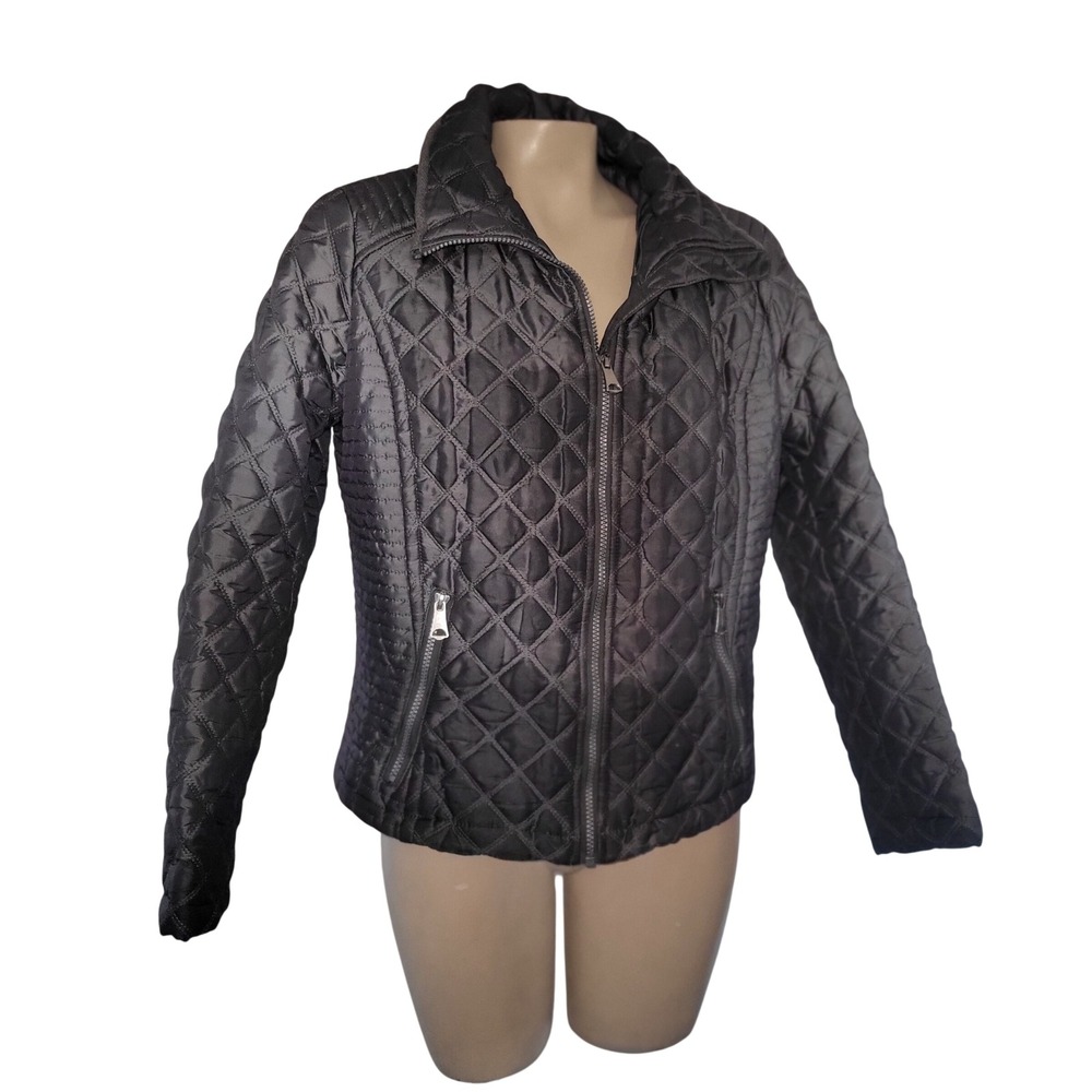 MARC NEW YORK ANDREW MARC Quilted Puffer Jacket Gray Zip‎ Front Collar Women